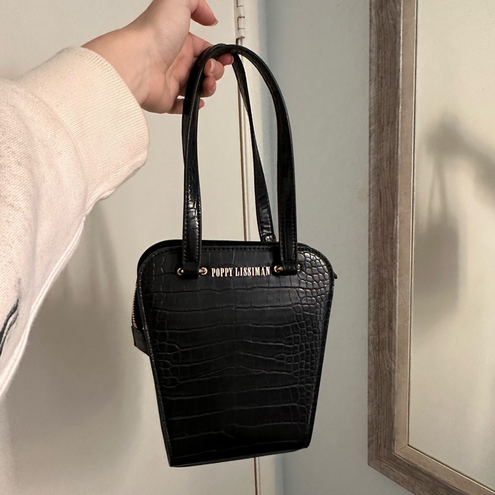 Poppy Lissiman Black Croc-Embossed Mini Bag